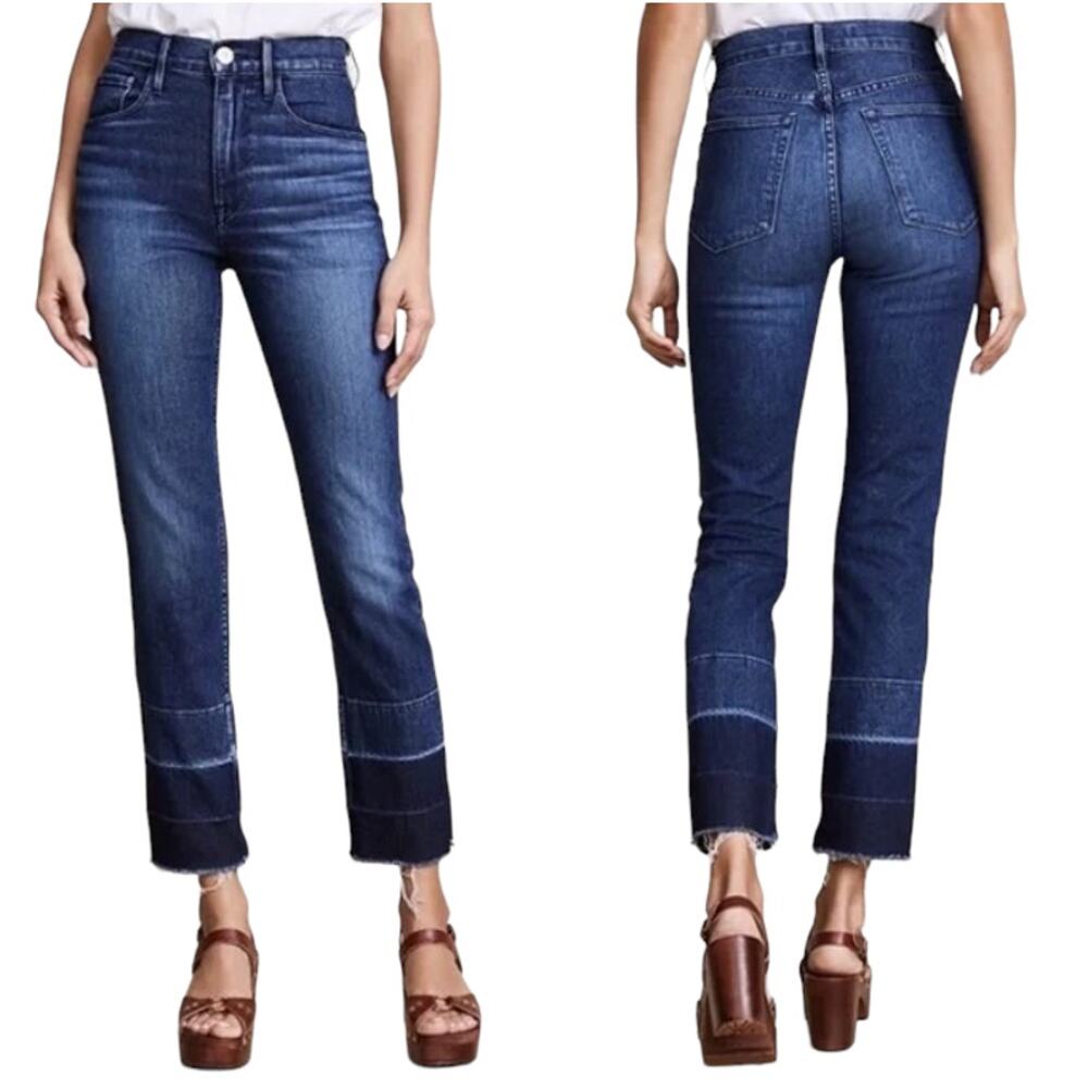 3X1 NYC W4 Shelter‎ Straight Crop Hi-Rise Jeans Denim Dark Spectrum Women's 25